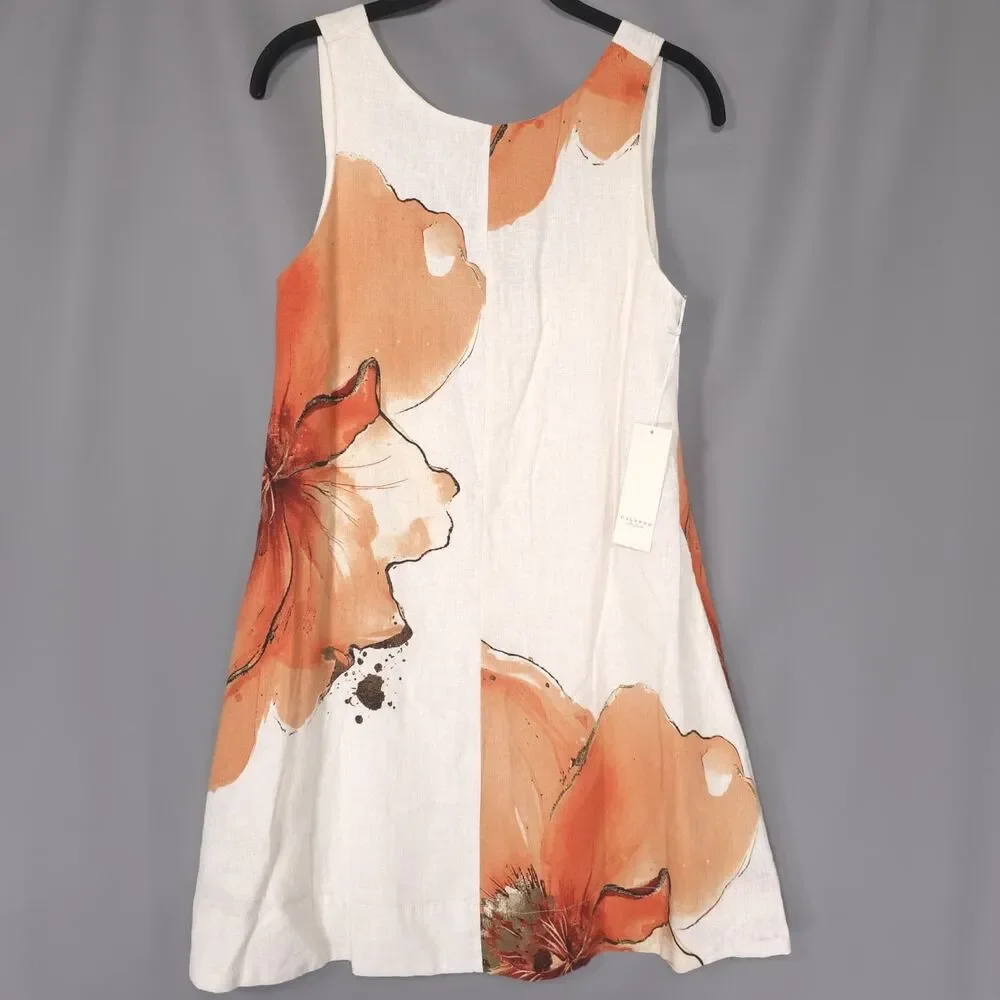 CALYPSO ST.BARTH Women SMALL New Mini Dress Floral LINEN Blend Sleeveless A-Line